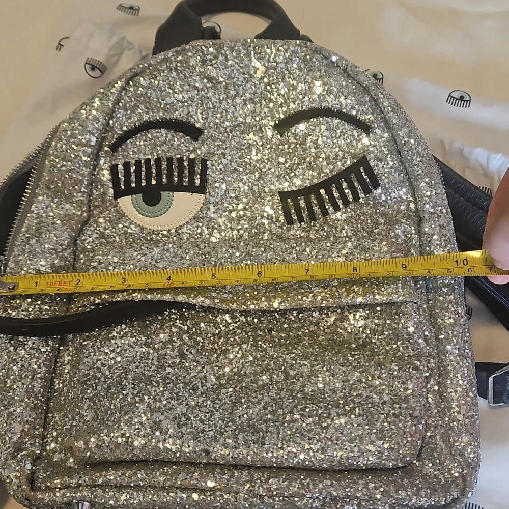 Chiara Ferragni Silver Glitter Eye Backpack - Picture 10 of 14